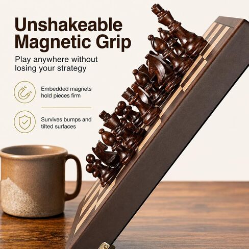 Magnetic Chess Set for Kids, 15"x15" Wooden Chess Board | Travel Chess Set in Kuwait