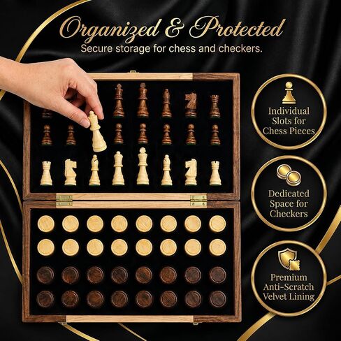 Magnetic Chess Set for Kids, 15"x15" Wooden Chess Board | Travel Chess Set in Kuwait