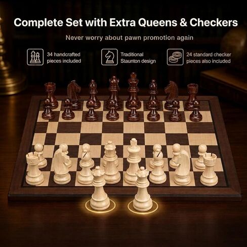 Magnetic Chess Set for Kids, 15"x15" Wooden Chess Board | Travel Chess Set in Kuwait