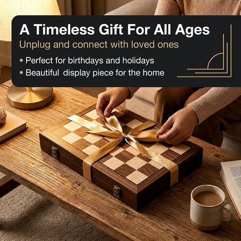 Magnetic Chess Set for Kids, 15"x15" Wooden Chess Board | Travel Chess Set in Kuwait