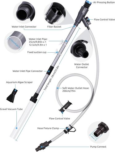 SEAOURA Water Cleaner Gravel Siphon for Aquariums Vacuum Up to 50 Gal in Kuwait