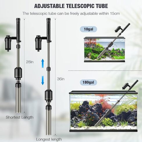 AKKEE Aquarium Vacuum Gravel Cleaner, 18W Electric Fish Tank Cleaner Vacuum, 6 in 1 Multifunctional Aquarium Cleaner for Automatic Water Change, Wash Sand, Water Circulation and Timed Off in Saudi Arabia