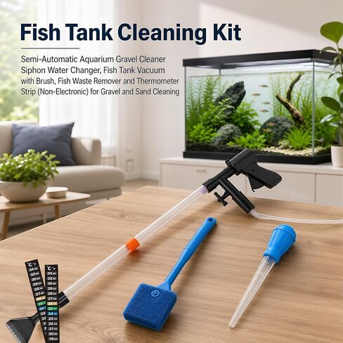 Aquarium Gravel Cleaner Kit, Semi-Automatic Siphon for Fish Tanks in Kuwait