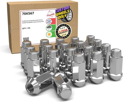 Wheel Accessories Parts 20 Pcs 9/16" Thread Truck 1.90" Long Spline Lug Nuts Chrome Truck 7 Spline Fits 2009-10 Dodge Dakota 2003-09 Durango 2002-11 Ram 1500 in Kuwait
