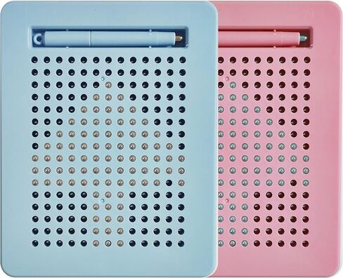 2 Pcs Magnetic Drawing Board for Kids with Magnet Stylus Pen and Beads, Toddler Doodle & Sketch Toys for Girls & Boys, Stress Relief Toy, Educational & Fun for Toddlers (Blue Pink) in Kuwait