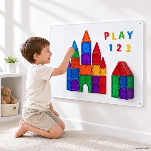Magnet Board for Kids: 24 x 16 in Magnetic Tile Play Wall in Kuwait