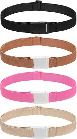 TRIWORKS Kids Elastic Adjustable Belts for Girls Easy Buckle Invisible Flat Buckle Stretchy Belt for Kids Boys Girls in Kuwait