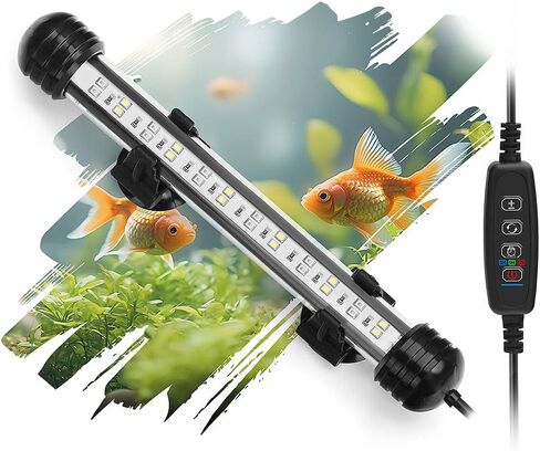 LED Submersible Aquarium Light 4W Underwater Fish Tank Light with Blue White&Blue and White Three Light Modes Timer Automatic On/Off and Dimmer Brightness Adjustable (7.5inch) in Saudi Arabia