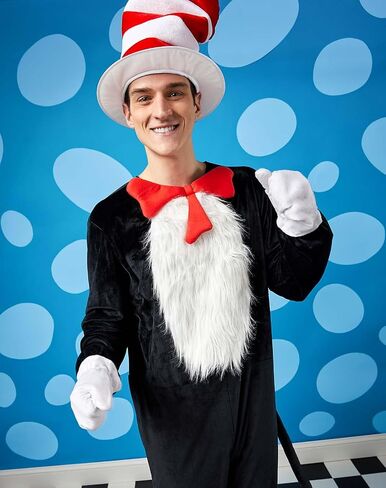 Spirit Halloween Dr. Suess Adult The Cat in the Hat Costume | Officially Licensed | Group Costume | Dr. Suess Cosplay in Kuwait