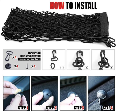 Car Rear Cargo Net, Adjustable Elastic Storage Organizer Net, Trunk Cargo Storage Net, Universal Fit for Car, Vehicle, SUV (35.4"x15.8") in Kuwait
