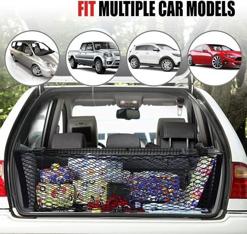 Car Rear Cargo Net, Adjustable Elastic Storage Organizer Net, Trunk Cargo Storage Net, Universal Fit for Car, Vehicle, SUV (35.4"x15.8") in Kuwait