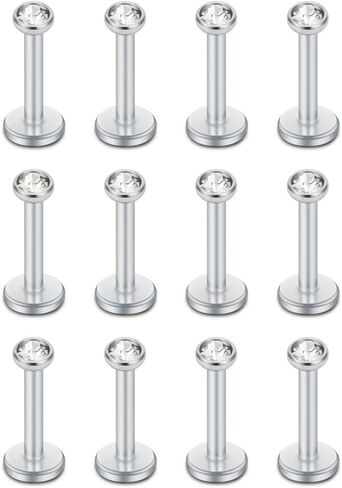 SCERRING 12-16 قطعة 16 جرام 2 مم تشيكوسلوفاكيا أوبال داخليا مترابطة Labret مونرو الشفاه الدائري الزنمة مسمار اللولب القرط مسمار ثقب المجوهرات شريط طول 6-10 مم in Kuwait
