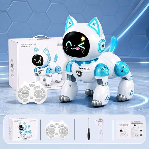 Remote Control Robot Cat - Voice Control Dancing Touch Mechanical Blue Cat Toy for Boys Girls,Kids Age 3-9 Christmas Birthday Surprise Gifts in Kuwait