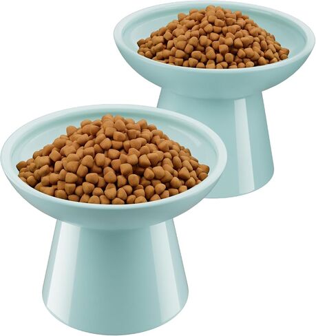 LoeJan Ceramic Raised Cat Bowls, 2 Pack Elevated Cat Food & Water Bowls Set in Saudi Arabia