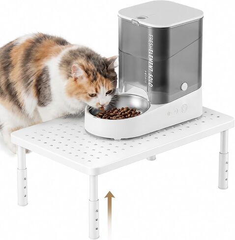 Adjustable Automatic Cat Feeder Stand - Elevated Cat Feeder Stand with 3 Height Settings, Fits Most Automatic Feeders & Tradition Bowls, Raised Pet Feeding Table Station for Cats & Small Dogs - Black in Kuwait