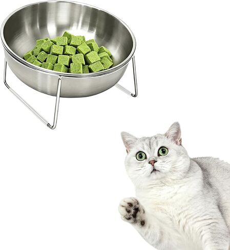 15° Tilted Cat Food Bowls 304 Stainless Steel Kitten Food Bowl Raised Food and Water Dish for Cats Elevated Cat Bowl Plate Stand Whisker Friendly Smooth Polished Easy to Clean Dishwasher Safe 2PACK in Kuwait