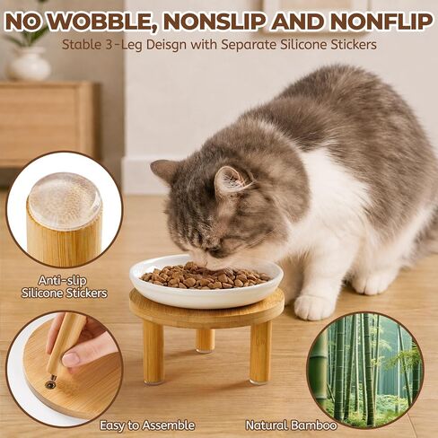 Elevated Ceramic Cat Bowls, Nonslip Raised Cat Food Dishes or Plates in Kuwait