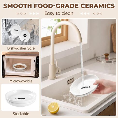 Elevated Ceramic Cat Bowls, Nonslip Raised Cat Food Dishes or Plates in Kuwait