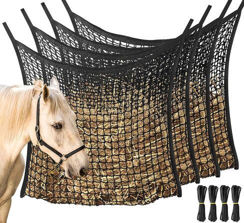 4 Pack Slow Feed Hay Net, Large Capacity Hay Bags for Horses, Easy to Hang in Kuwait