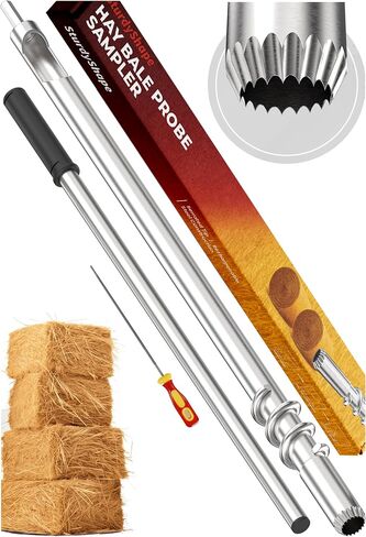 SturdyShape Premium Hay Probe Bale Sampler For Drill 27 Inch New Spiral Design With Serrated Tip Comes with Dowel and Metal File for Resharpening - Durable Stainless Steel (2025) in Saudi Arabia