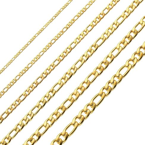 Figaro Chain Necklace Stainless Steel Real Gold Plated Chains for Men Women Jewelry Gift for Men Women in Kuwait