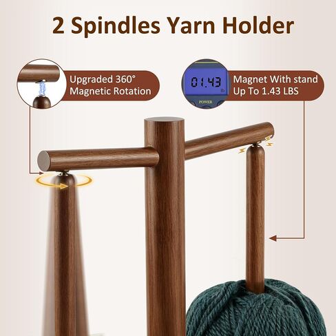 Yarn Holder for Crocheting with Storage Drawer & 2 Rotating Spindles in Kuwait