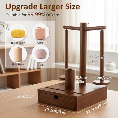 Yarn Holder for Crocheting with Storage Drawer & 2 Rotating Spindles in Kuwait