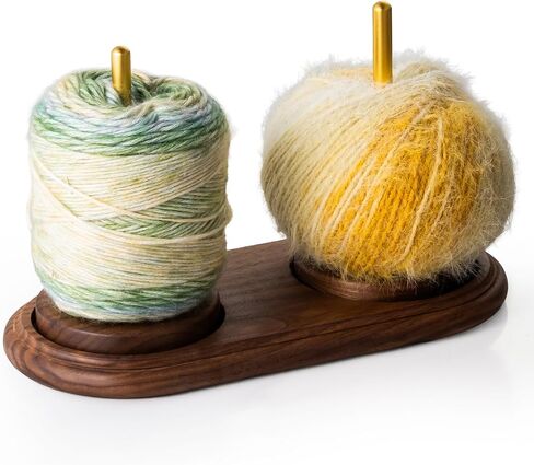 Rovarahoom Walnut Wooden Yarn Holder for Crocheting, Yarn Spinner Stand with Rotating Mechanism, Crochet Holder for Knitting Lovers Mom Craft Enthusiasts Great Gift - Single Spindle in Saudi Arabia