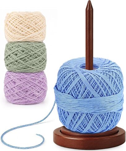 Ecoofor Yarn Holder for Crocheting and Knitting, Easy Install Wooden Yarn Spinner with Stable Base, Smooth Yarn Feeding Dispenser for Crochet & Knitting - Large in Saudi Arabia