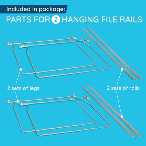 Blue Summit Hanging File Bars For File Cabinet, Letter Size, 13x17.5, Metal Files Holder Bars on Desktop, File Drawer Organizer Insert, Filing Cabinet Organizer Insert, Set of 2 in Kuwait