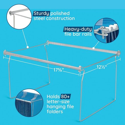 Blue Summit Hanging File Bars For File Cabinet, Letter Size, 13x17.5, Metal Files Holder Bars on Desktop, File Drawer Organizer Insert, Filing Cabinet Organizer Insert, Set of 2 in Kuwait