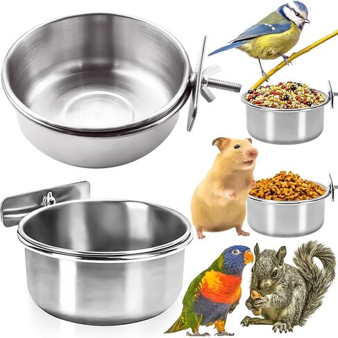 3 Pack Bird Feeding Bowls Cups Parrot Food Water Dishes, Stainless Steel Bird Bowl Cup Dish with Clamp, Birdcage Feeder Pet Cage Bowls for Cockatiel Budgie Conure Macaw Parakeet Small Animal in Saudi Arabia