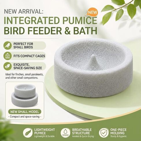 Bird Feeding Bowl with Natural Volcanic Stone, Sturdy Beak Grinding Tray for Cockatiel, Macaw, Budgie, Lovebird and Small Pets in Saudi Arabia