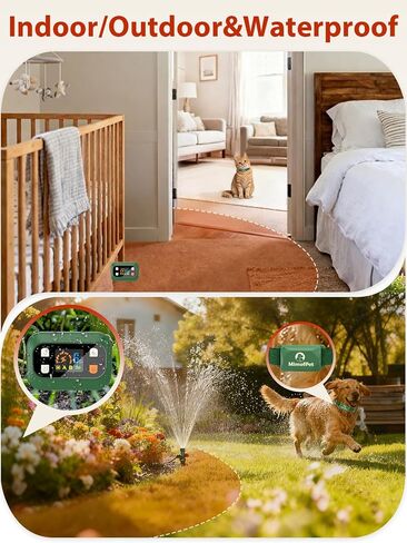 MIMOFPET Wireless Pet Barrier for Cats Dogs - Outdoor Indoor Barrier Waterproof with Adjustable Safe Static Intensity,Adjustable Range up to 8.2 ft, Rechargeable Color Display Barrier System-Green in Kuwait
