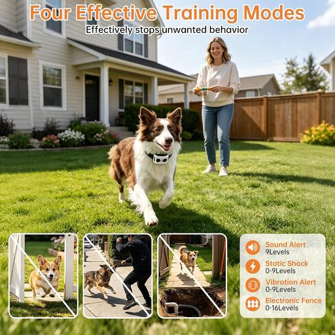 2-in-1 Wireless Dog Fence and Shock Collar for Large Dogs in Kuwait