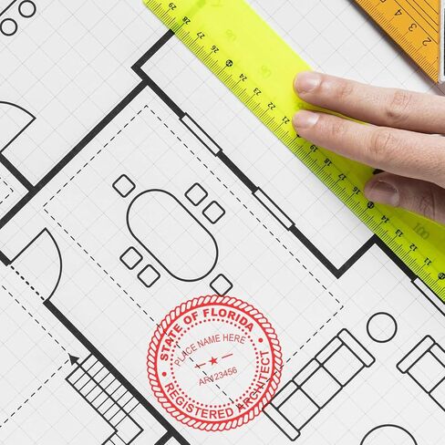 Professional Architect Stamp Florida - MaxLight Pre-Inked, Wet Architectural Stamp, Size 2" - Ideal for Florida Architects, FL Architect Stamp - Long-Lasting Stamp Solution - FL Professional Seal in Kuwait