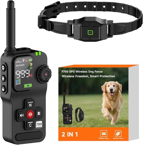 2-in-1 GPS Wireless Dog Fence & Training Collar System for Dogs 20+ lbs in Kuwait