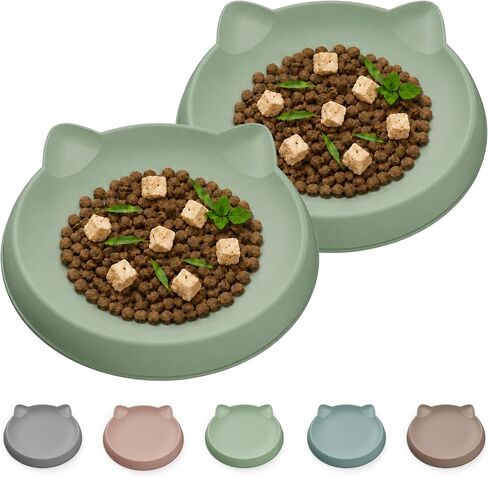 Kitten Food Bowl 2pcs Silicone Cat Bowls Plates for Wet Food in Saudi Arabia