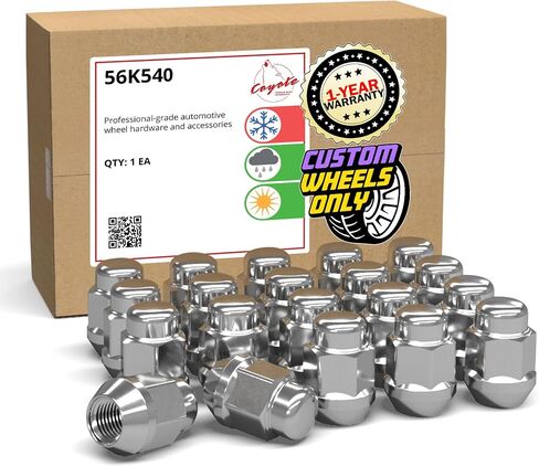 Wheel Accessories Parts Set of 20 Chrome 7/16 Lug Nut Closed End Bulge Acorn Lug Nuts 1.38" Long - Cone Seat - 21mm (13/16") Hex Wheel Lug Nut (Chrome) (7/16) in Kuwait