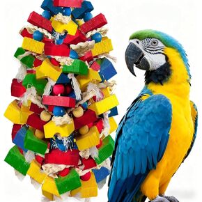 Parrot Toys for Large Birds, Multicolored Wooden Blocks Bird Chewing Toy Parrot Cage Bite Toy for Macaws Cokatoos African Grey and Large Medium Parrot Birds (Block) in Saudi Arabia