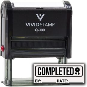 Completed with by Date Line (Rosette) Self Inking Rubber Stamp (Blue Ink) - Q-400 in Saudi Arabia
