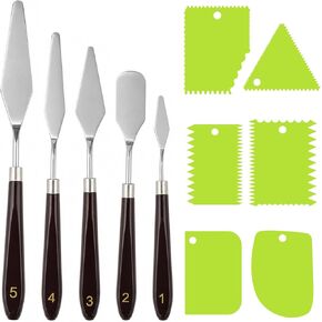 Painting Palette Knife set, 5pcs Stainless Palette Knives With 6 Plastic Scrapers, Professional Paint Tool for Acrylic Painting, Oil, Canvas & Cake Decorating in Kuwait
