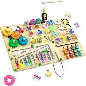 9-in-1 Montessori Busy Board Wooden Magnetic Maze Toy for 3+ Year Old Gift in Kuwait