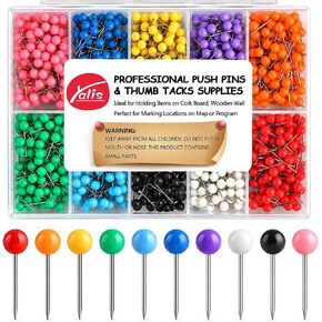 Push Pins Map Tacks Marking Pins 1/8-Inch Plastic Beads Head, 10 Assorted Colors(1200-count) in Saudi Arabia