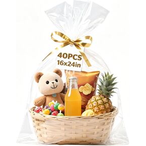 40 Pcs Cellophane Bags, 16 x 24 Inch Cellophane Bags for Gift Baskets in Saudi Arabia