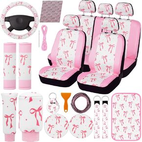 BBTO 43 Pcs Butterfly Car Seat Full Set Butterfly Car Accessories for Women 5 Front Rear Seat Covers Wrist Strap 2 Pcs Cup Mat Armrest Pad 2 Belt Xmas Cover Accessories for SUV(All Red) in Saudi Arabia