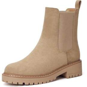 vodvob Women's Chelsea Boots Fashion Slip On Ankle Booties Casual Elastic Chunky Block Booties in Kuwait