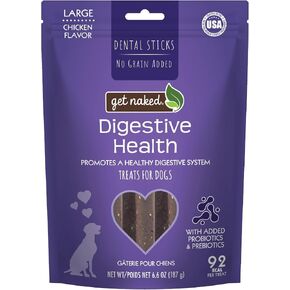 Get Naked Grain-Free Digestive Health Dental Chew Sticks for Large Dogs, Sensitive Stomach Dog Treats, 6.6 oz in Kuwait
