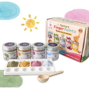 Lattooland Natural Vegan Finger Paints for Babies & Toddlers | Taste-safe Vegetable Based Colors | Non-Toxic Washable Finger Paints Powder for Kids | Baby Safe Hand & Feet Paint | Natural Kids Paint Set | Preschool Art Supplies | Gift for Kids Ages 6 mont in Kuwait