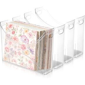 6 Pack Scrapbook Paper Storage with Handle Clear Vinyl Sheets Storage Bins Organizer Plastic Scrapbook Paper Holder for 12x12 Inch Craft Papers Book Cardstock Files Magazines Documents in Kuwait